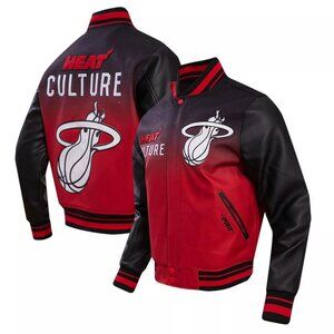 NWT Pro Standard Men's Black Miami Heat City Edition Full-Zip Varsity Jacket S